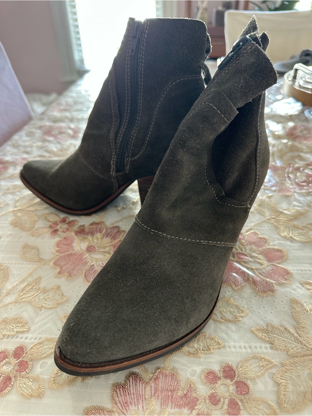 Matisse Women’s Suede Pointed-Toe Ankle Boots in Dark Olive